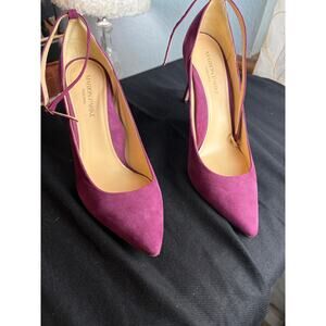 Marion Parke Toscana Suede Heels Sz 8.5 Plum Purple Ankle Strap Stiletto Heels